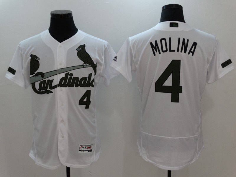 2017 Men MLB St. Louis Cardinals #4 Molina White Elite Commemorative Edition Jerseys